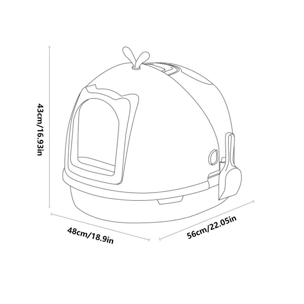 Covered Top Entry Cat Litter Box with Scoop R767