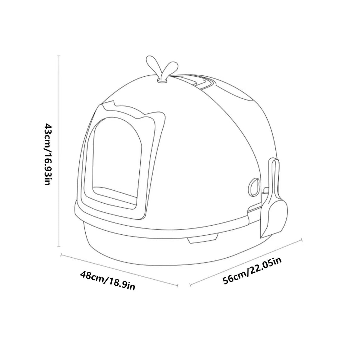 Covered Top Entry Cat Litter Box with Scoop R767