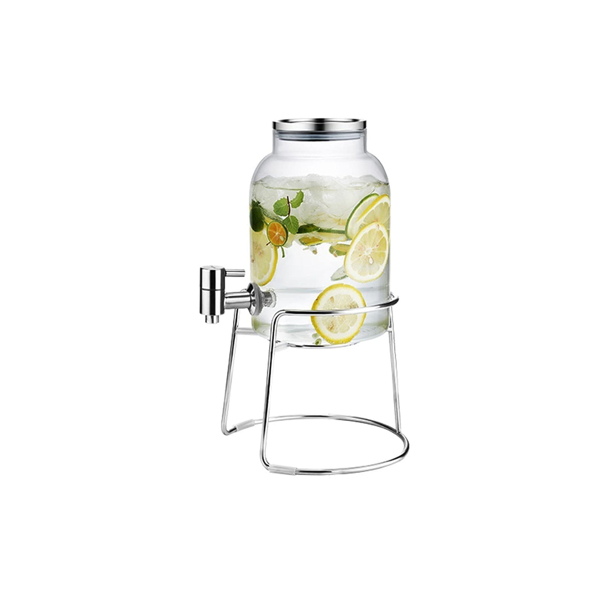 Large-capacity Cold Water Jug with Faucet High Borosilicate Glass Teapot with Base 101.4 Oz O113