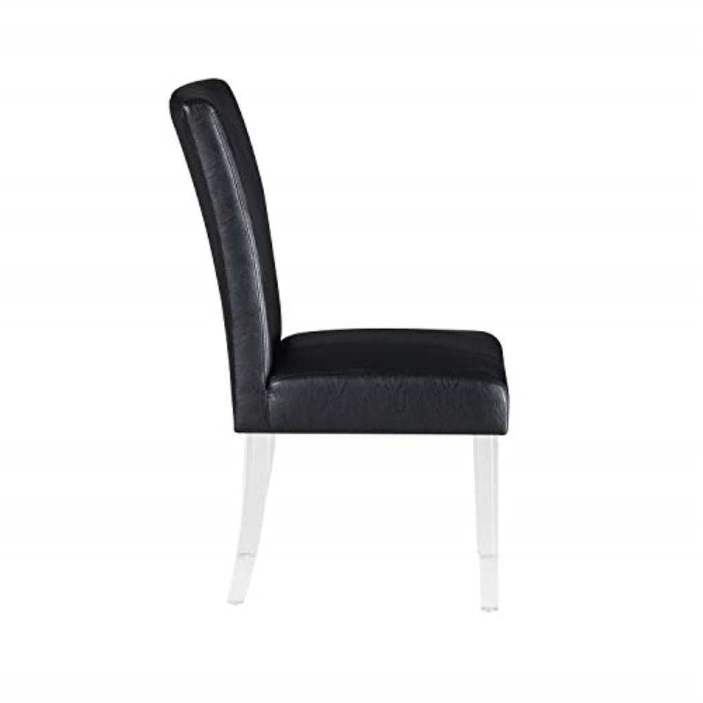 Black Faux Leather Side Chair Set of 2 W844738