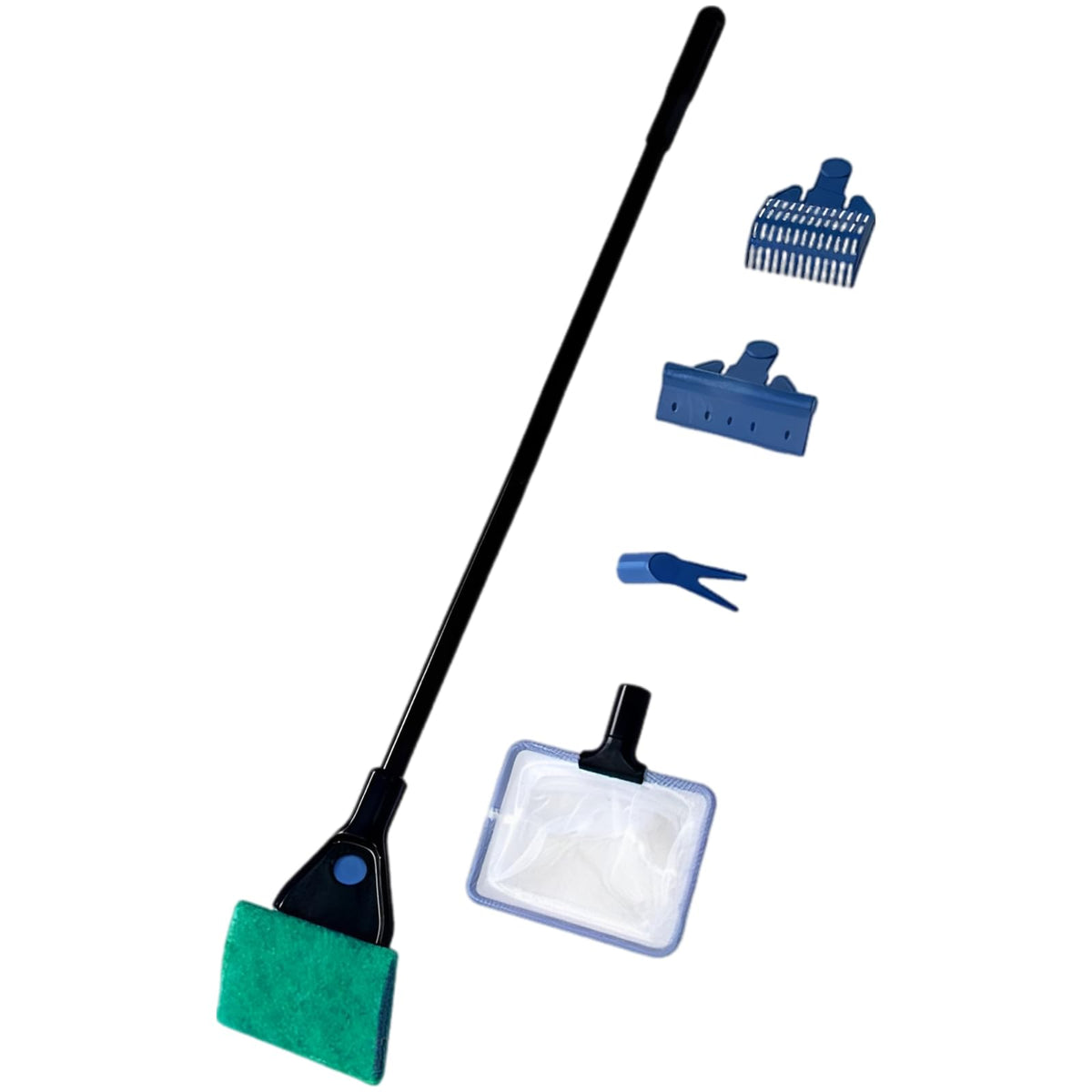 5 in 1 Aquarium Cleaning Kit with Algae Scraper Gravel Rake Fish Net and Brush U62924