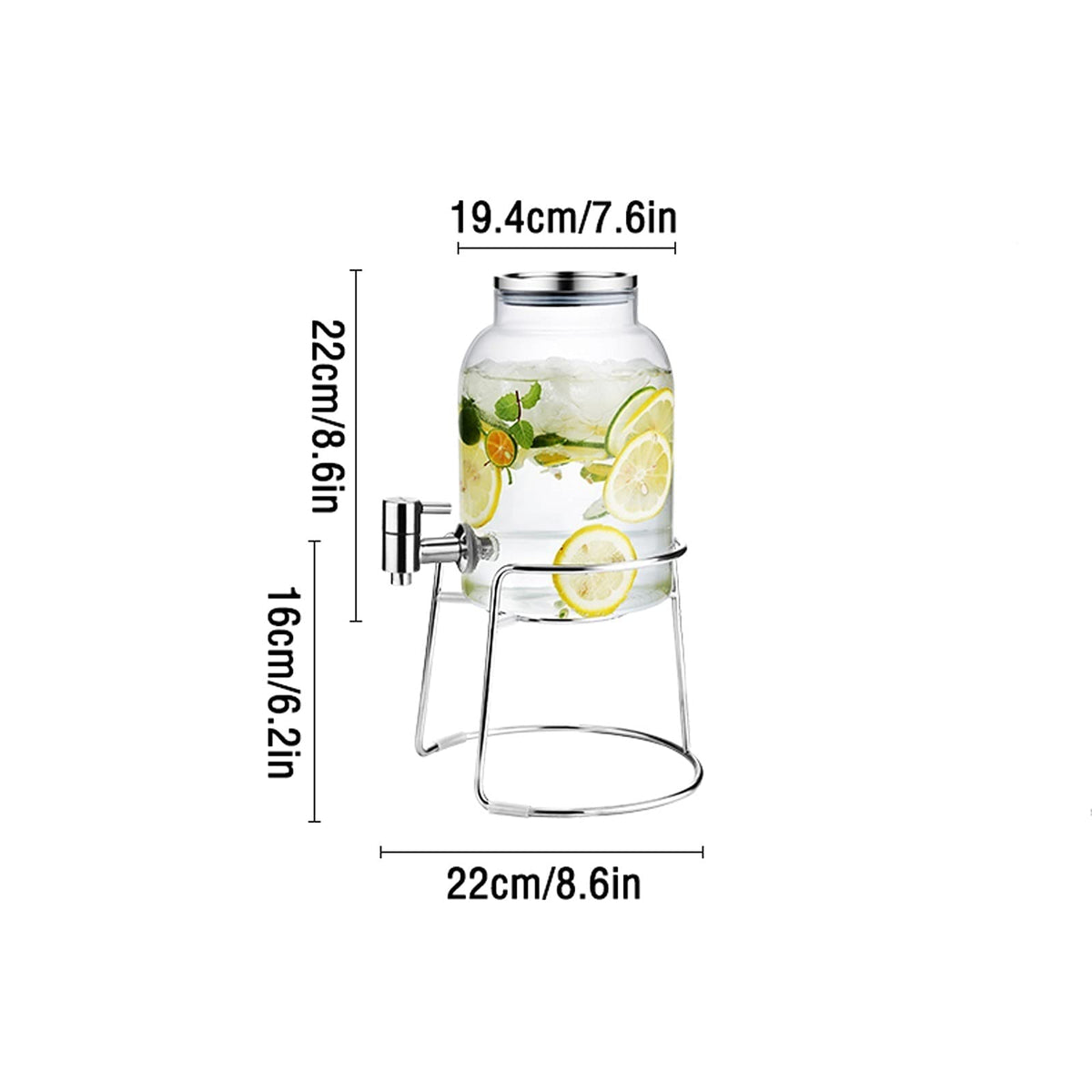 Large-capacity Cold Water Jug with Faucet High Borosilicate Glass Teapot with Base 101.4 Oz O113