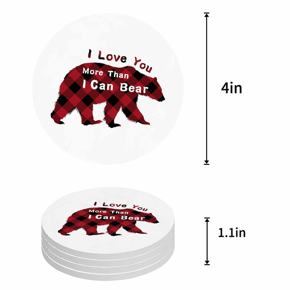 Christmas Bear Ceramic Coasters Set of 6 with Holder X5754