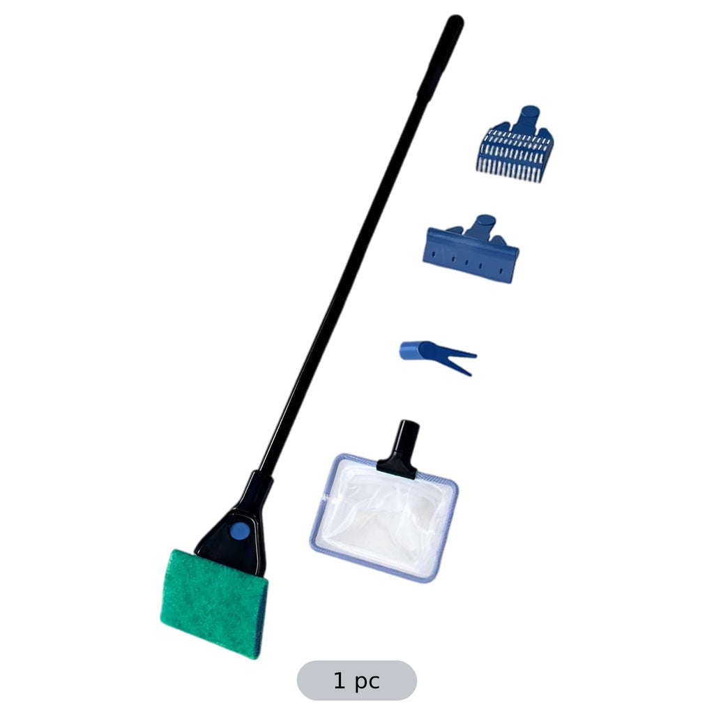 5 in 1 Aquarium Cleaning Kit with Algae Scraper Gravel Rake Fish Net and Brush U62924