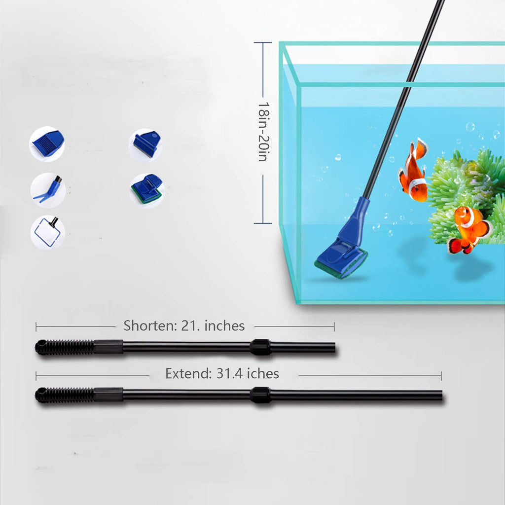 5 In 1 Aquarium Cleaning Tools Kit with Adjustable Length Rod P970485