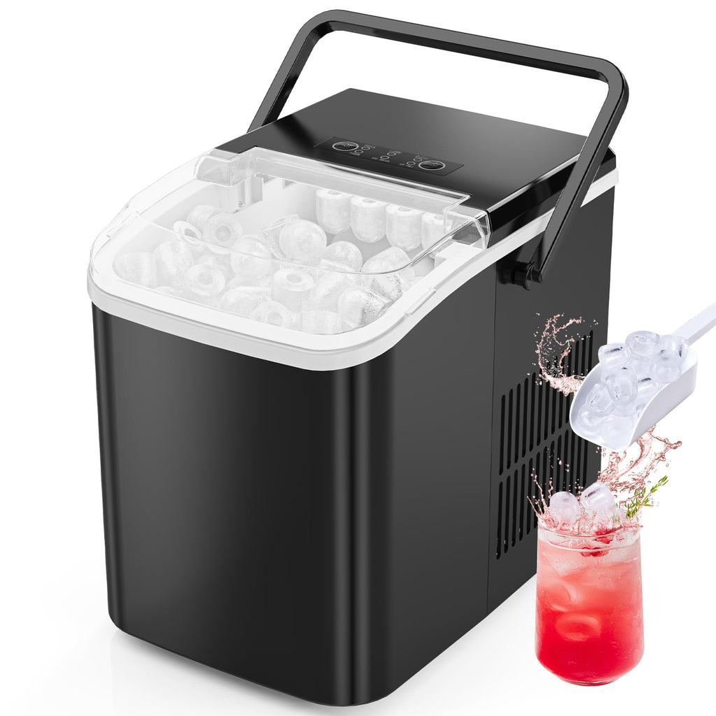 Portable Countertop Ice Maker with Scoop and Basket, 26.5lbs, Coal Black J2927