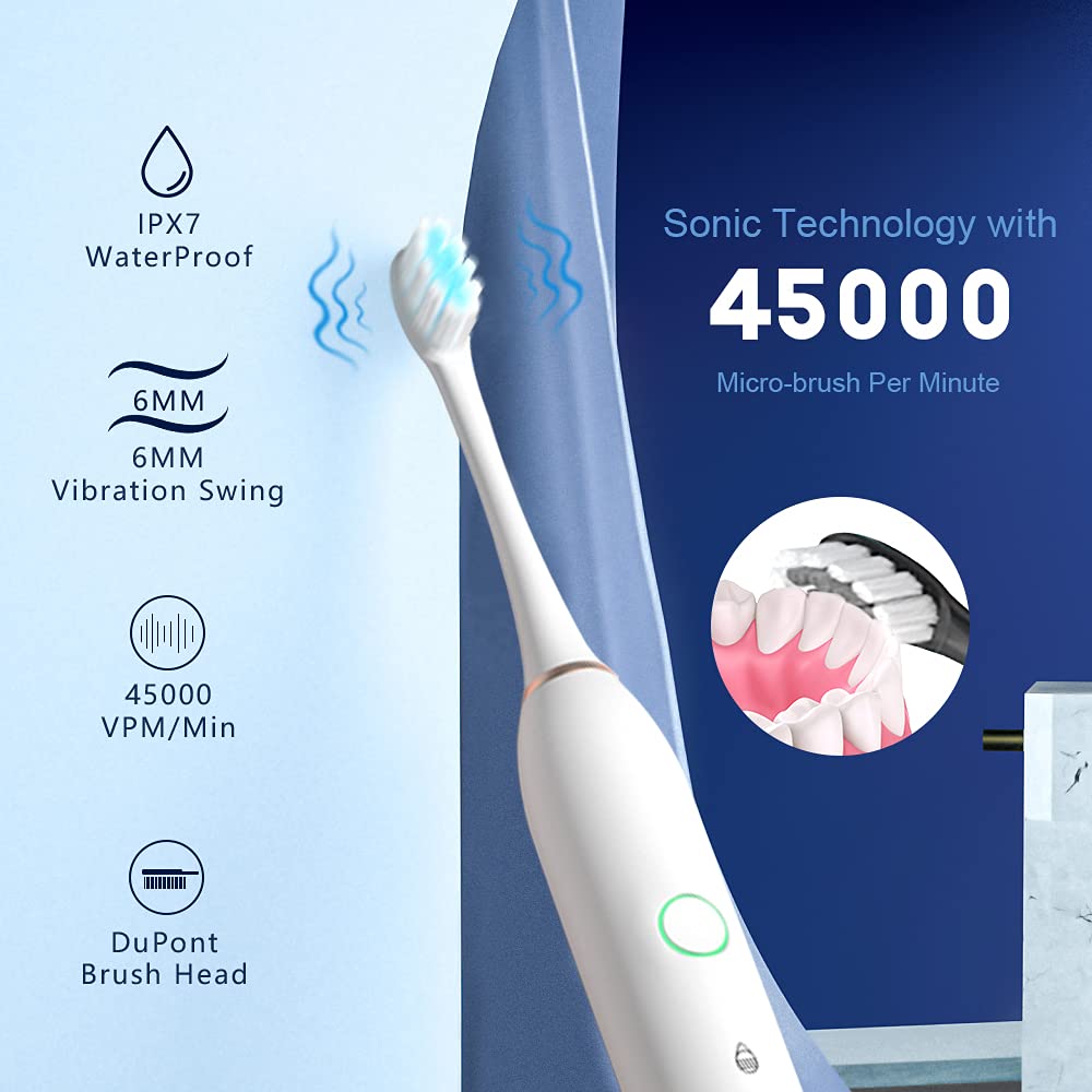 2 Pack Rechargeable Electric Toothbrushes with 8 Brush Heads P690912