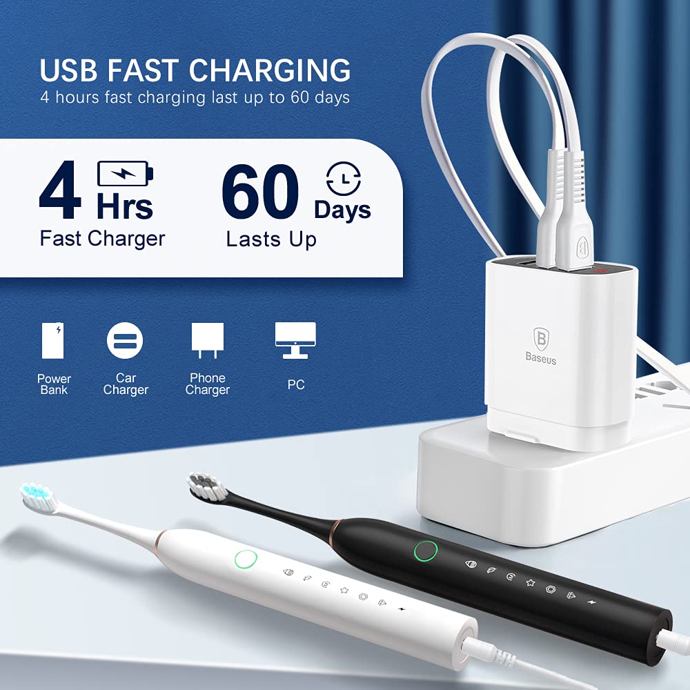 2 Pack Rechargeable Electric Toothbrushes with 8 Brush Heads P690912