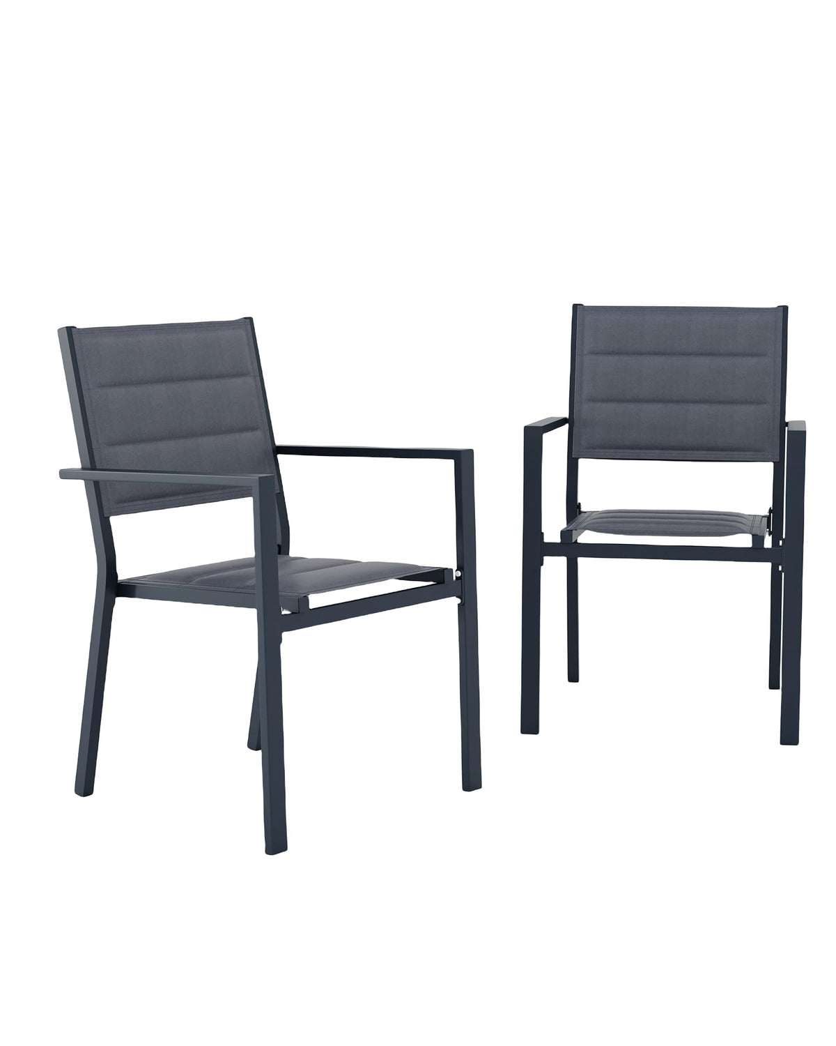 Aluminum Stackable Patio Dining Chairs Set of 2 Dark Grey E688