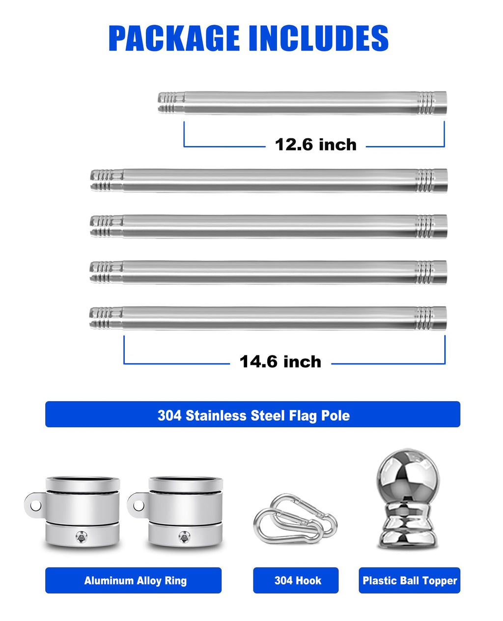 T304 Stainless Steel Flag Pole C769766