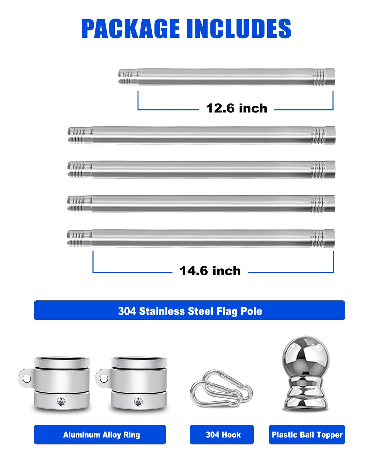 T304 Stainless Steel Flag Pole C769766