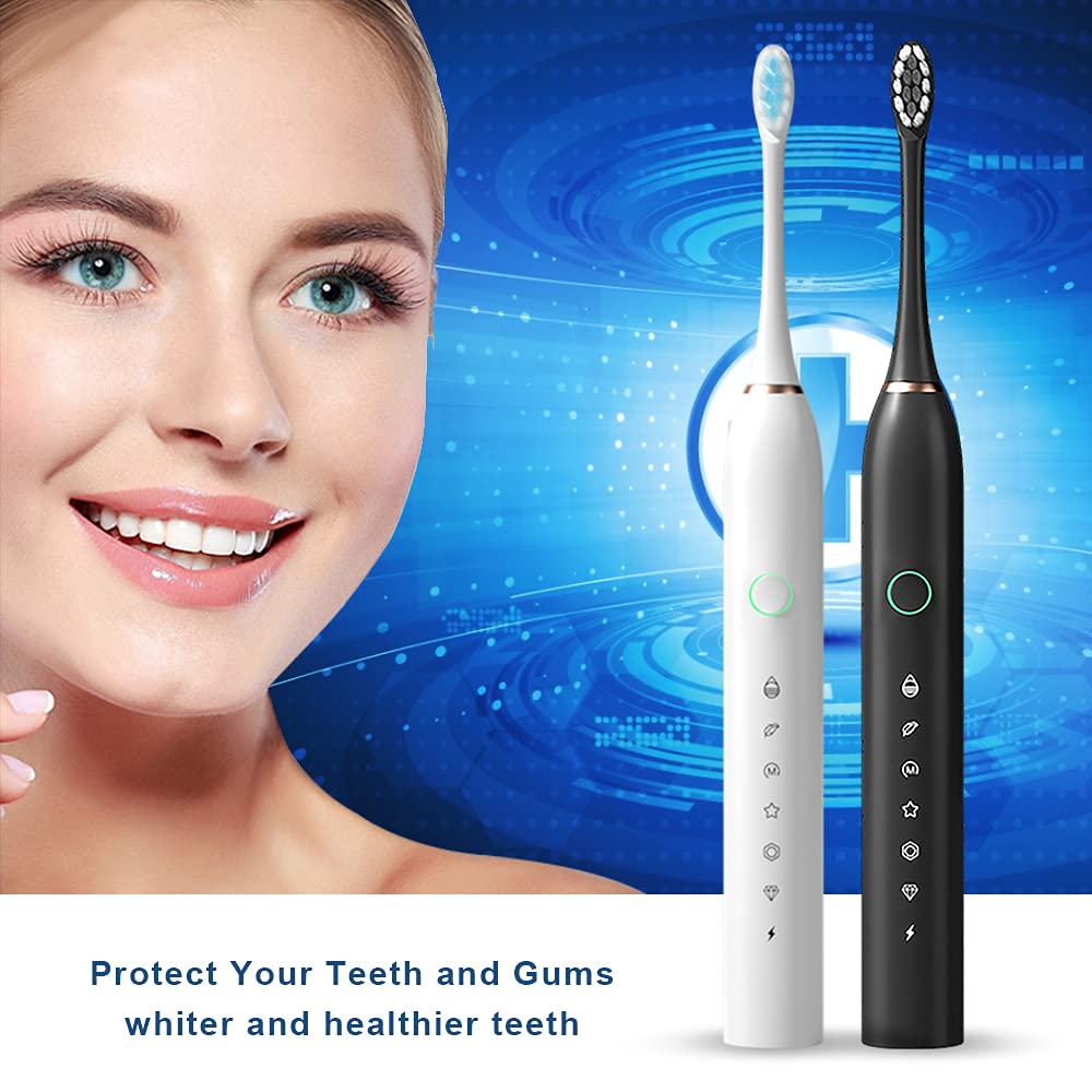2 Pack Rechargeable Electric Toothbrushes with 8 Brush Heads P690912