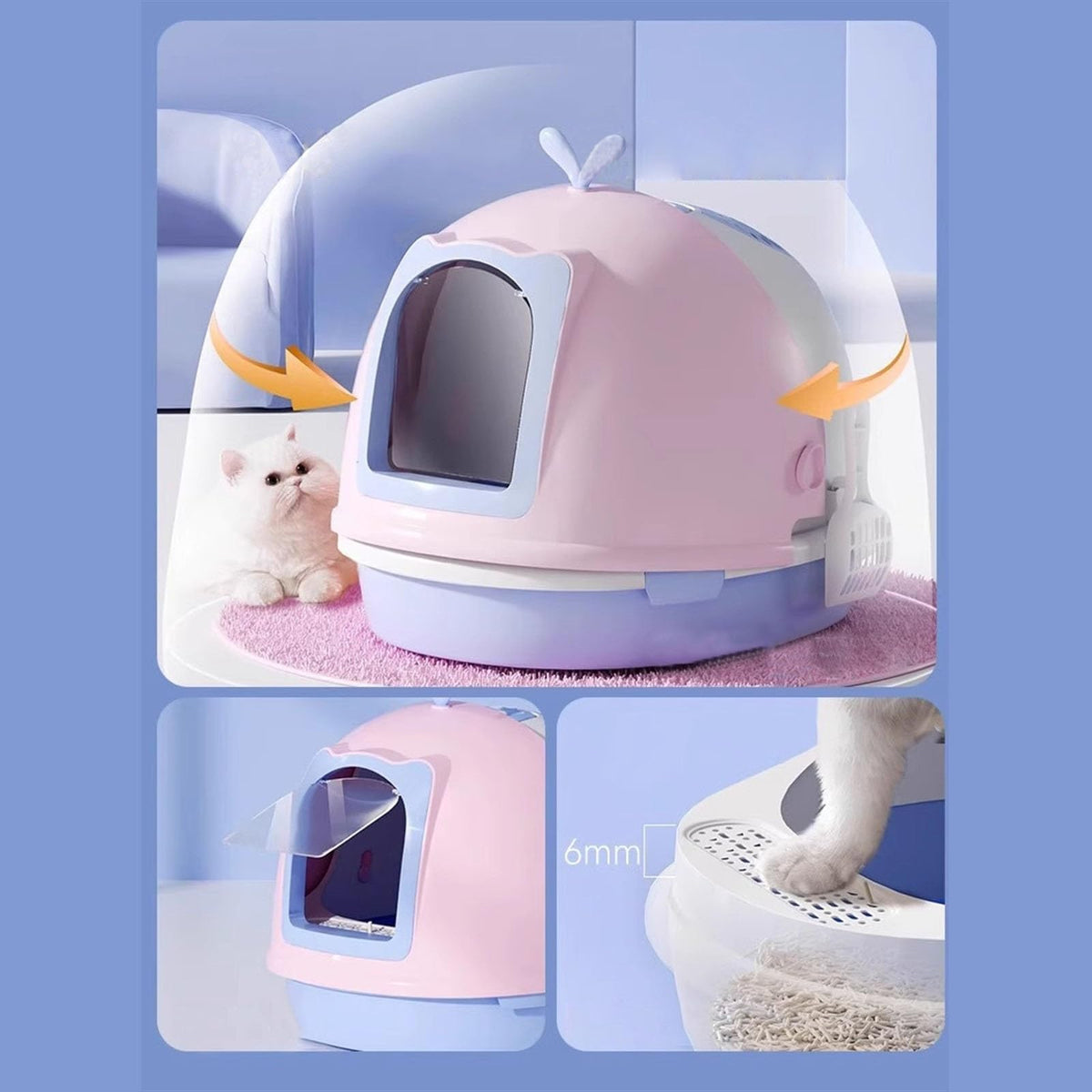 Covered Top Entry Cat Litter Box with Scoop R767