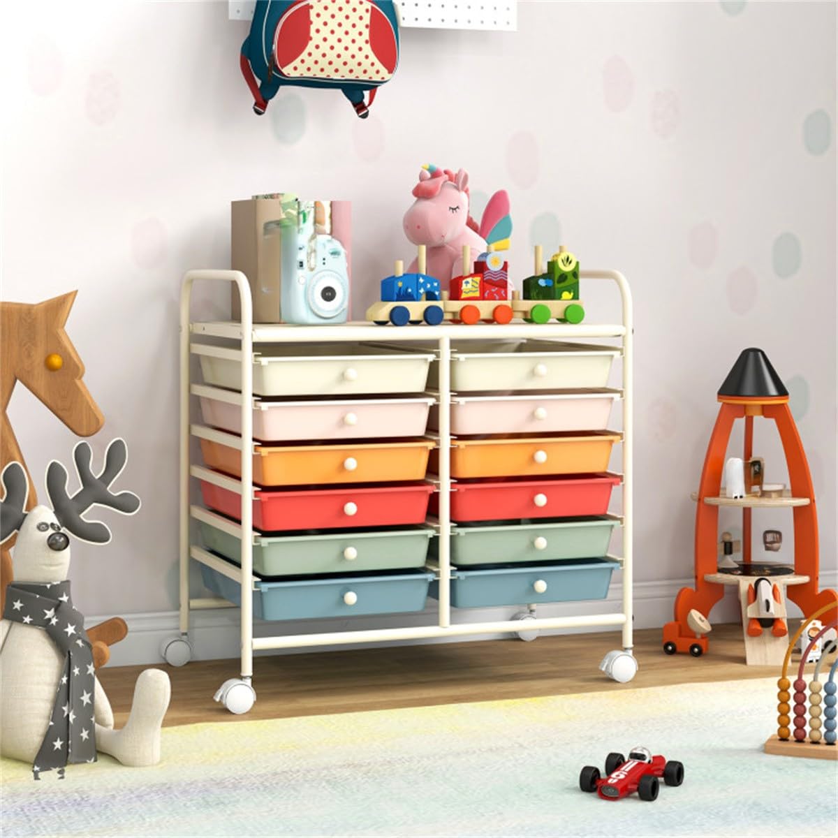 12 Drawer Rolling Storage Cart with Wheels X357438