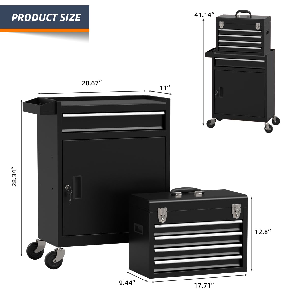 5 Drawer Rolling Tool Chest with Wheels and Lock Q226277