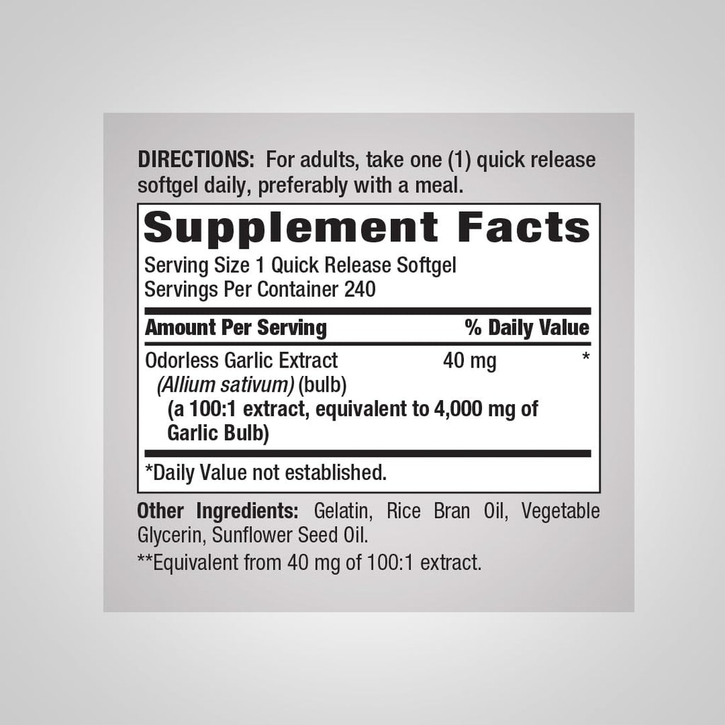 Odorless Garlic Softgels 240 Count W582725