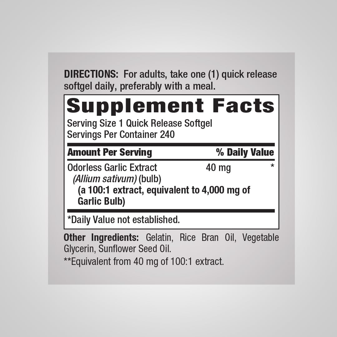 Odorless Garlic Softgels 240 Count W582725