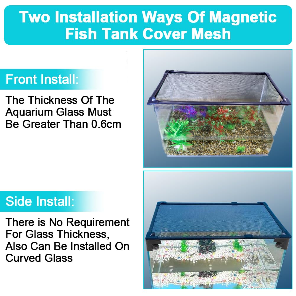 Magnetic Aquarium Cover Lid Anti-Jumping Net Adjustable Max 35''X19'' I2862