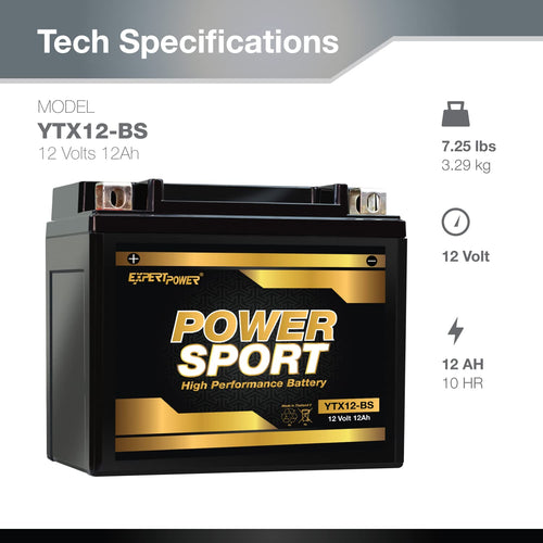 12V 12Ah 195 CCA Sealed AGM Motorcycle Battery S87104