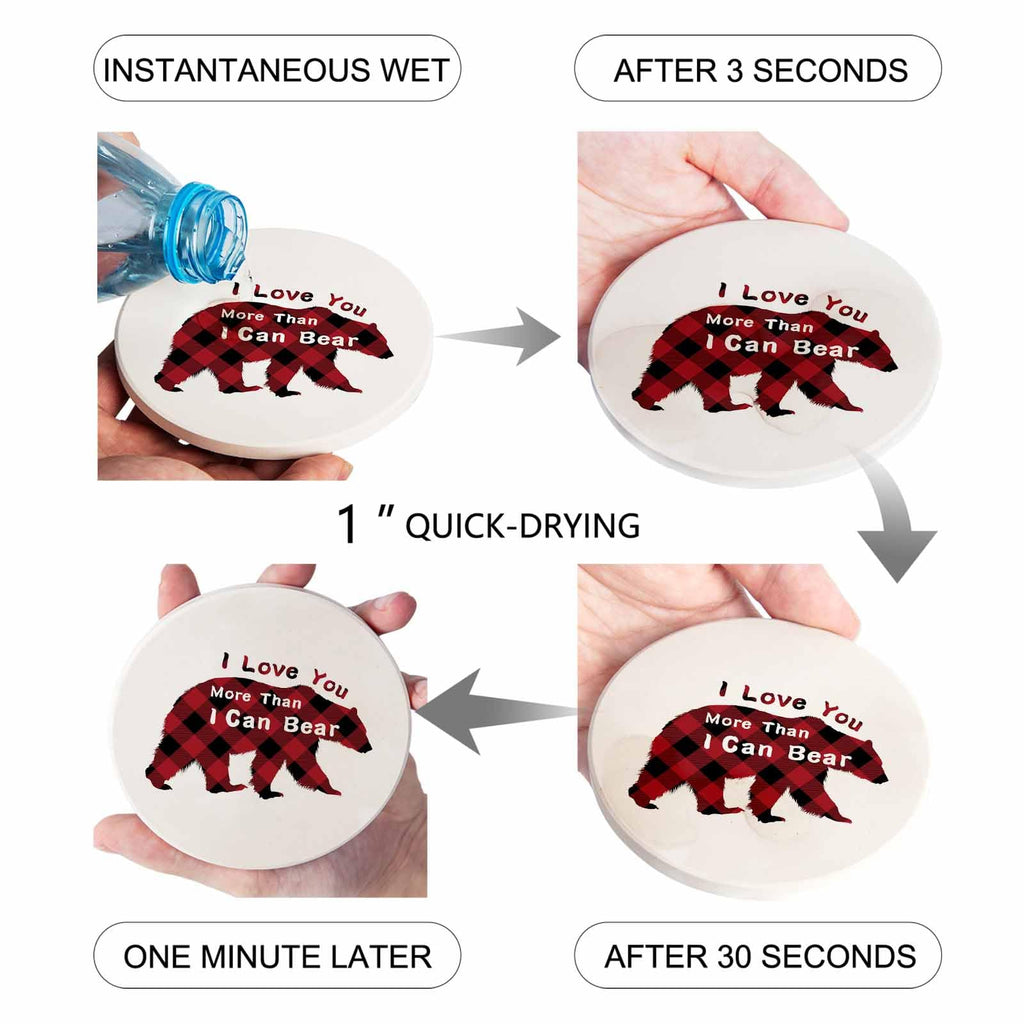 Christmas Bear Ceramic Coasters Set of 6 with Holder X5754