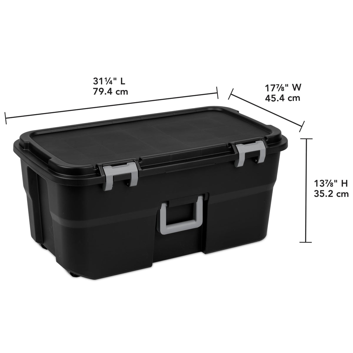 22 Gallon Black Wheeled Plastic Storage Trunk S588487