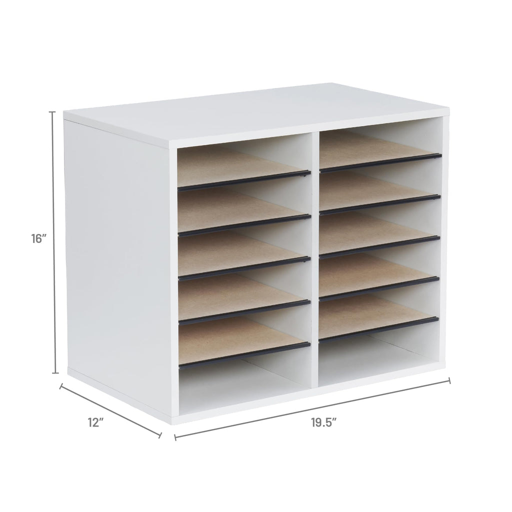 12 Compartment Wood Literature Organizer O737