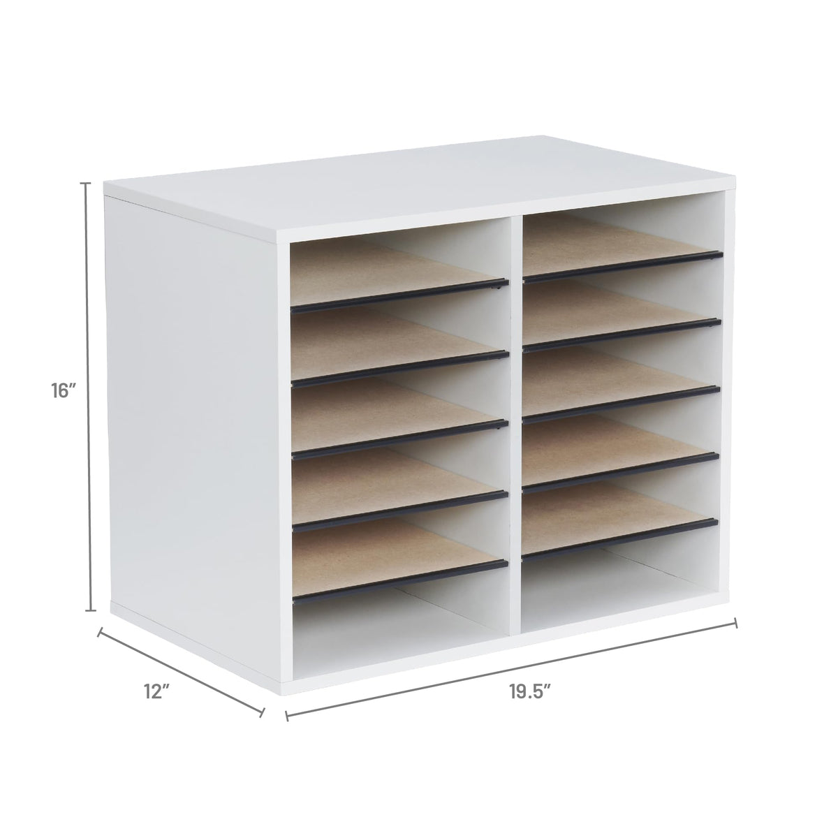 12 Compartment Wood Literature Organizer O737