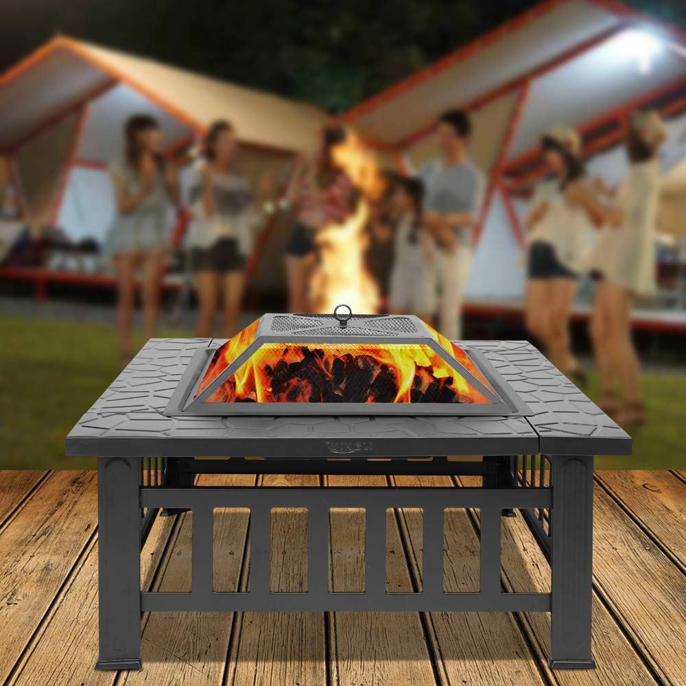 32” Metal Square Wood Burning Fire Pit W32396