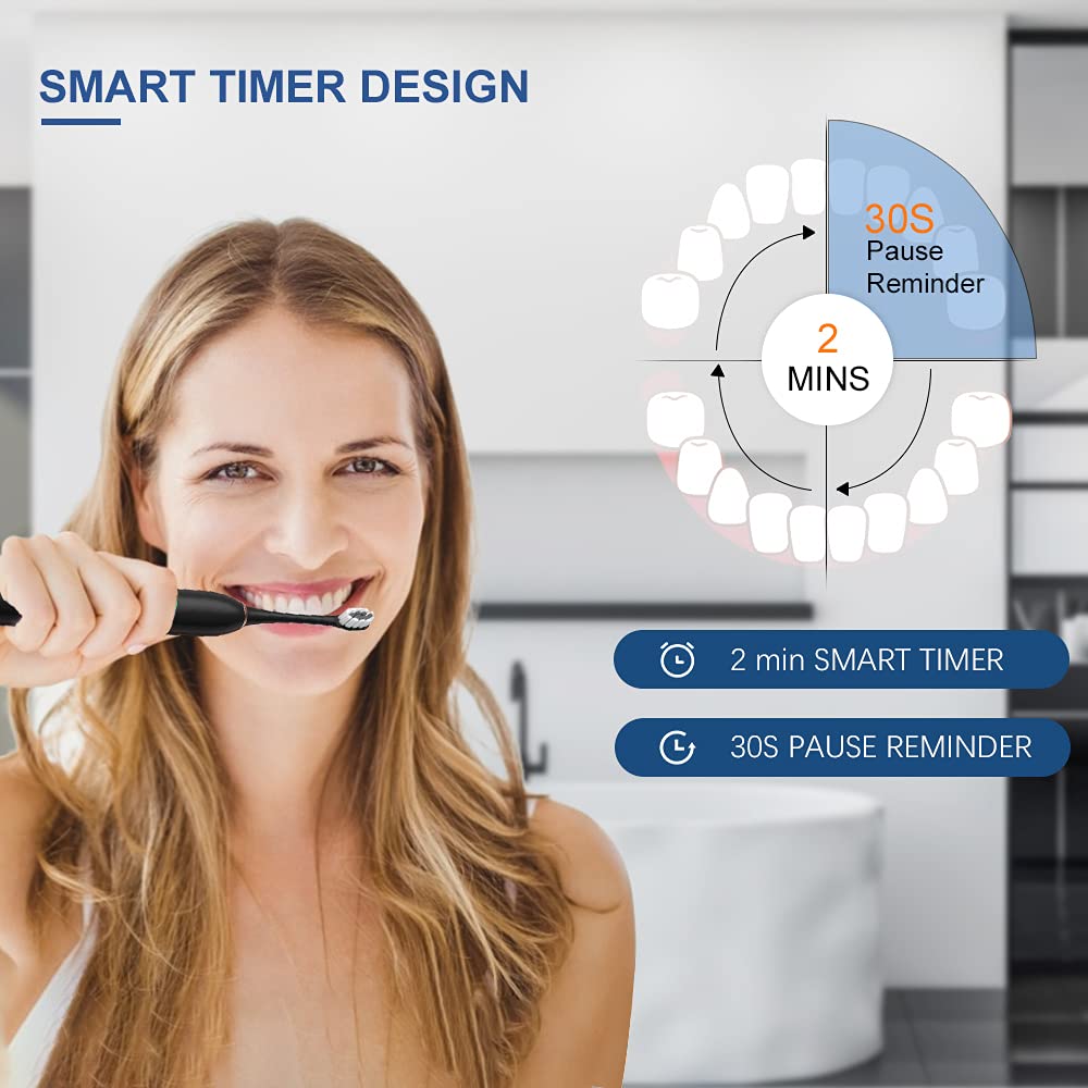 2 Pack Rechargeable Electric Toothbrushes with 8 Brush Heads P690912