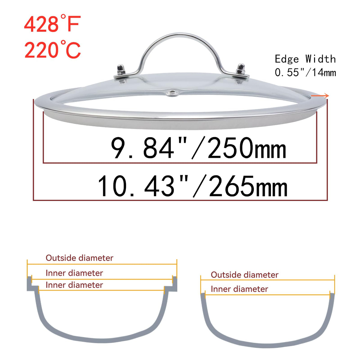 10 Inch Clear Glass Pot Lid W702