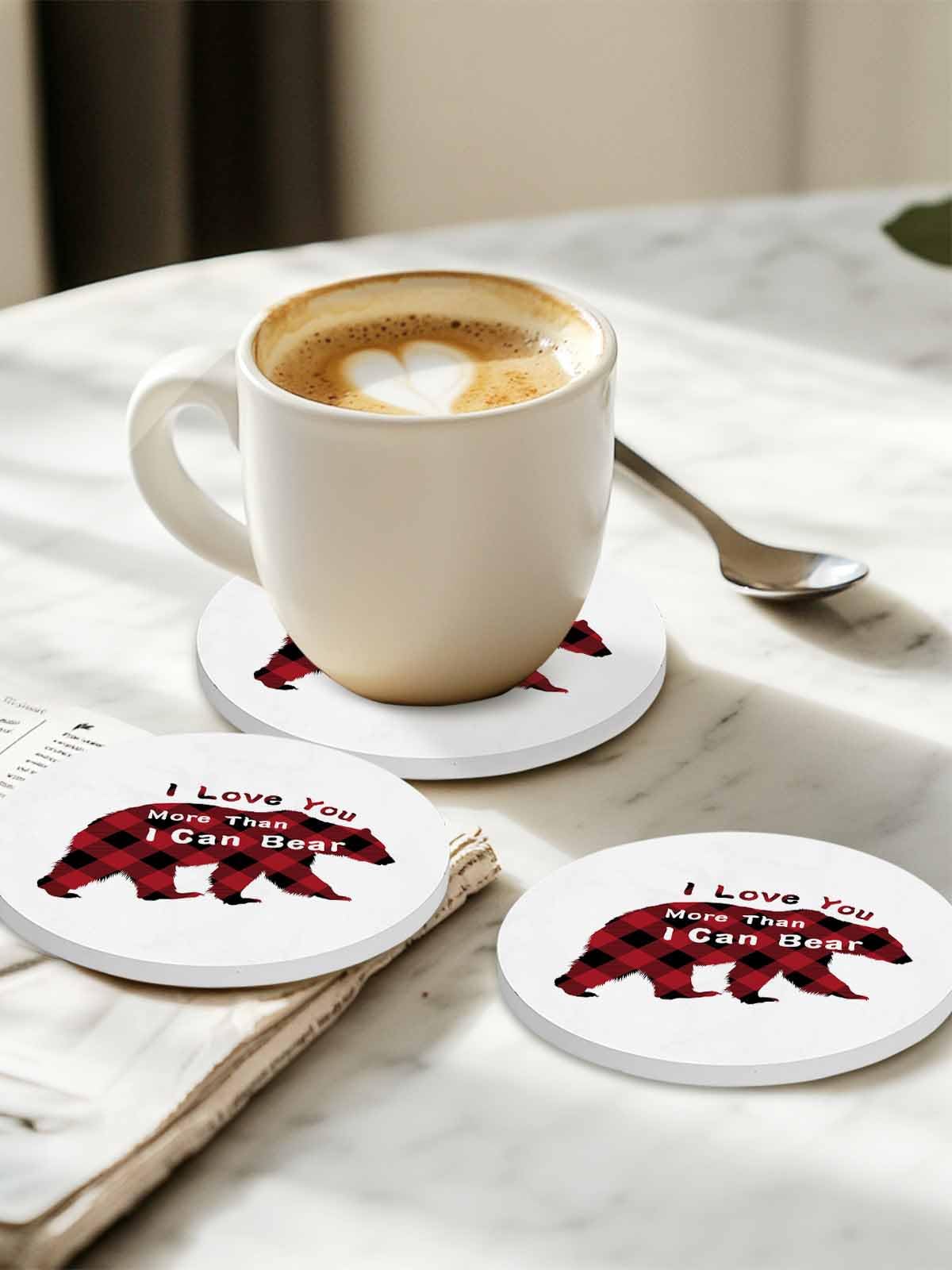 Christmas Bear Ceramic Coasters Set of 6 with Holder X5754