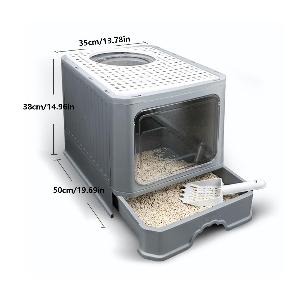 Foldable Enclosed Cat Litter Box with Lid O2843