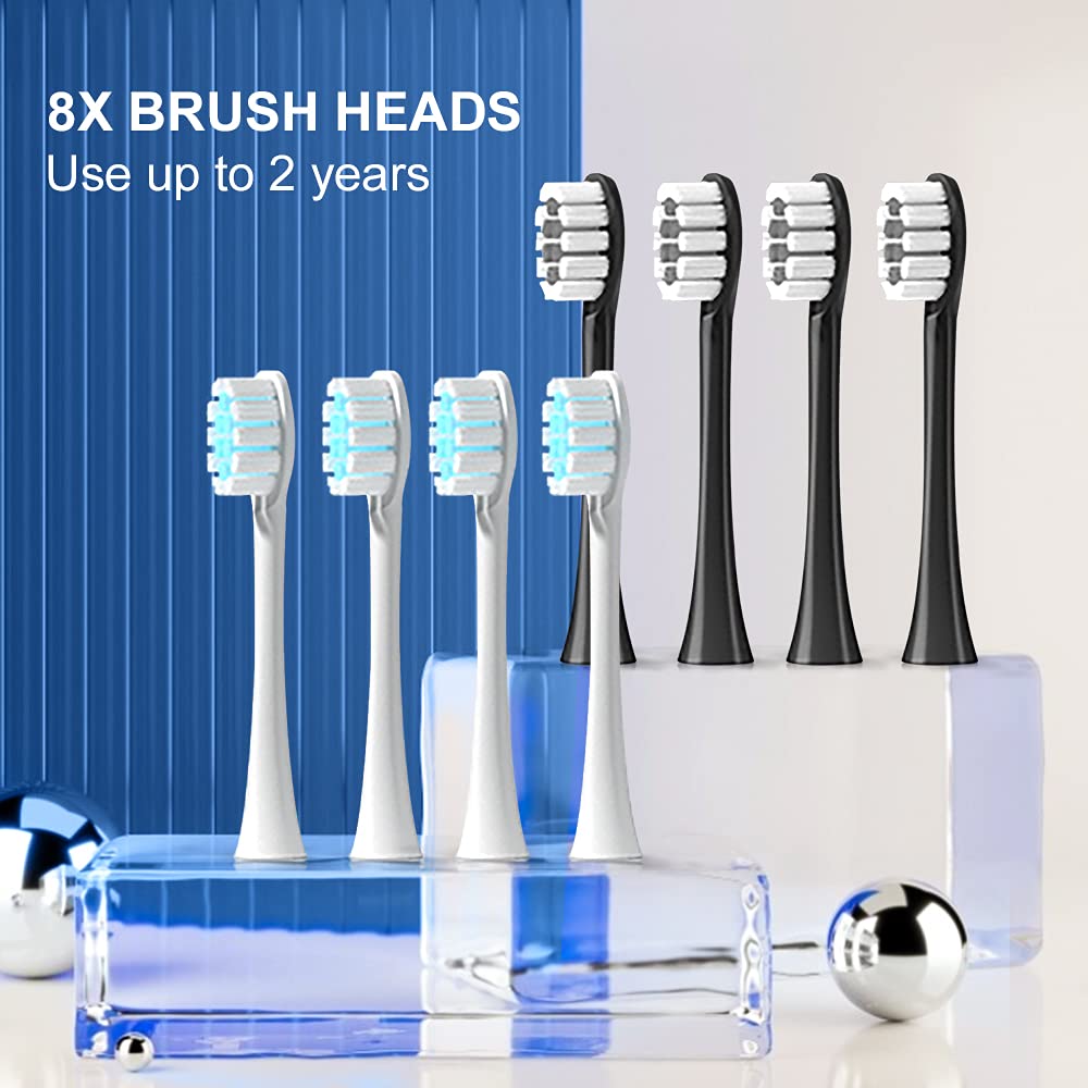 2 Pack Rechargeable Electric Toothbrushes with 8 Brush Heads P690912
