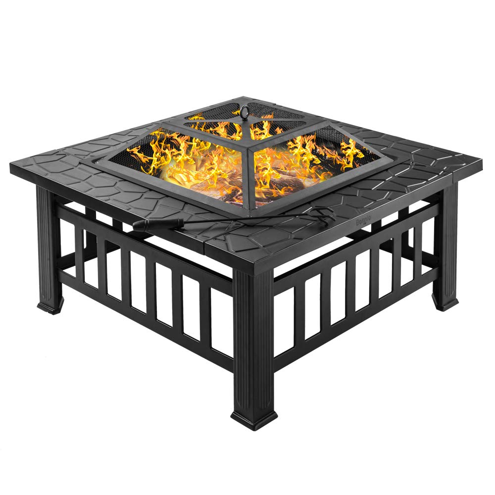 32” Metal Square Wood Burning Fire Pit W32396