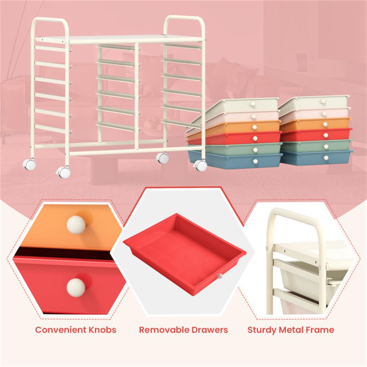 12 Drawer Rolling Storage Cart with Wheels X357438