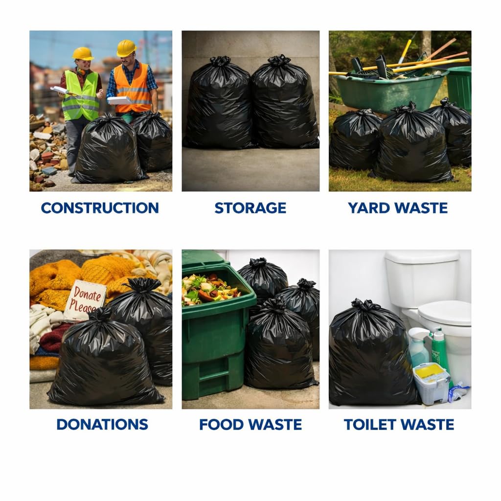 Black 40-45 Gallon Heavy Duty 1.5 Mil Trash Bags Pack of 100 H3503