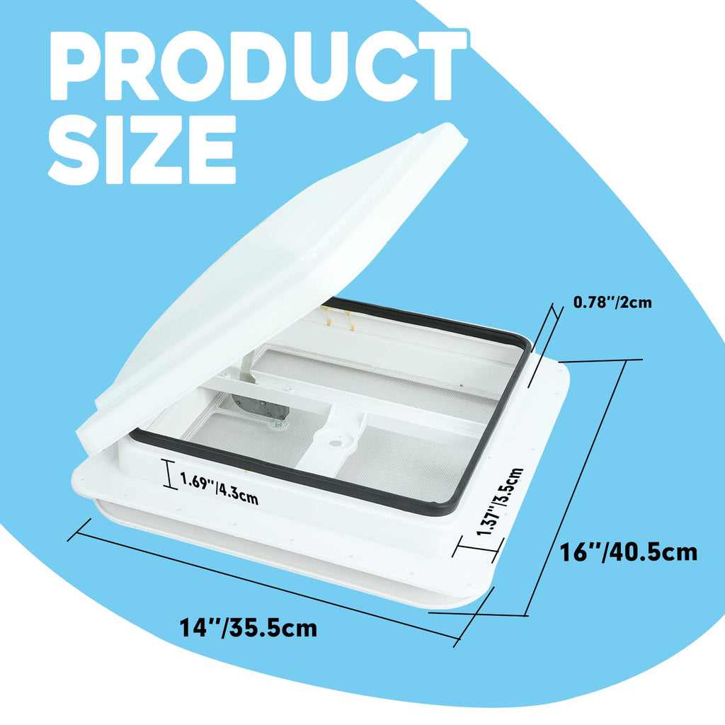 14" RV Roof Vent with White Lid V803