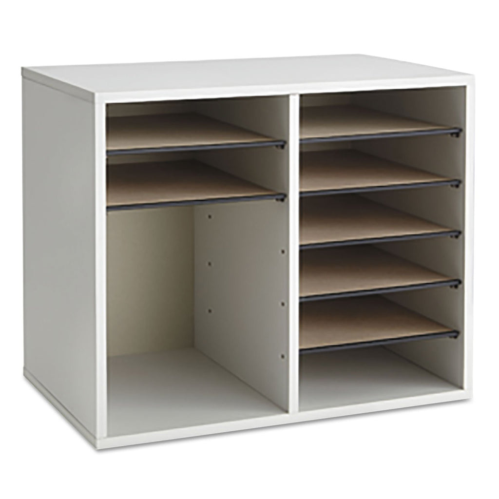 12 Compartment Wood Literature Organizer O737