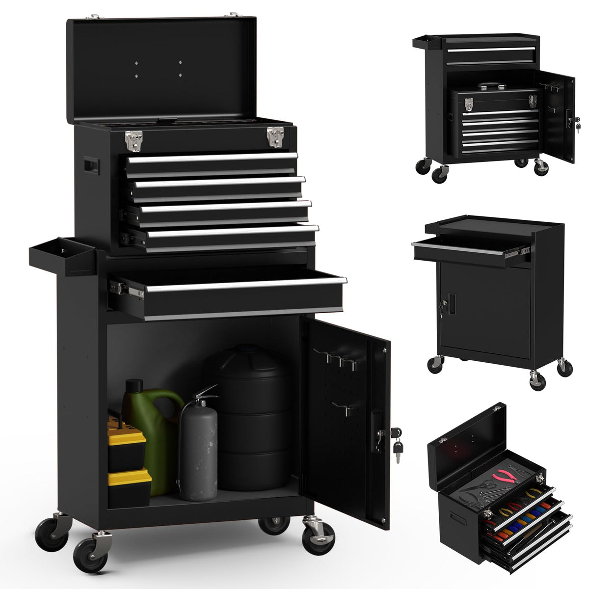 5 Drawer Rolling Tool Chest with Wheels and Lock Q226277