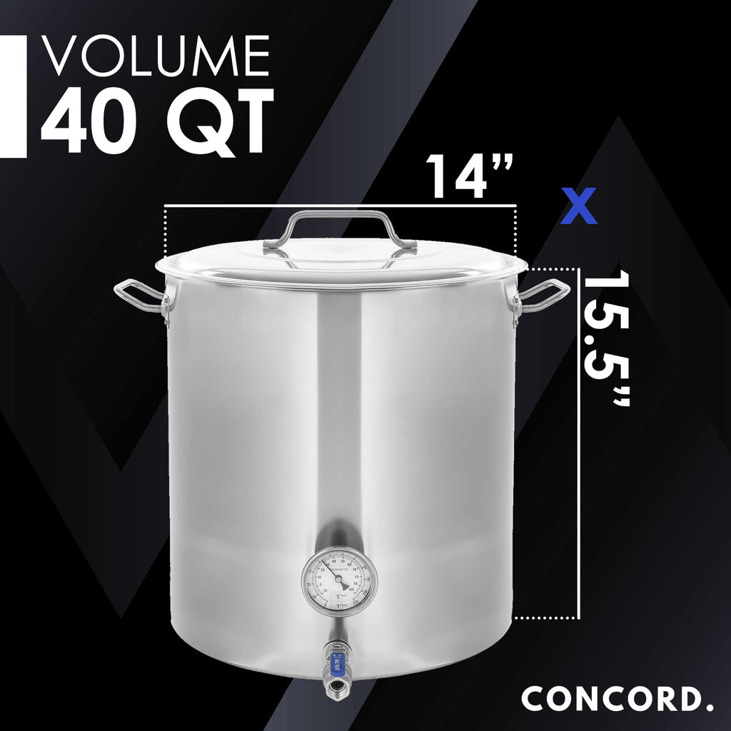 Stainless Steel Home Brew Kettle Stock Pot 40 QT E111