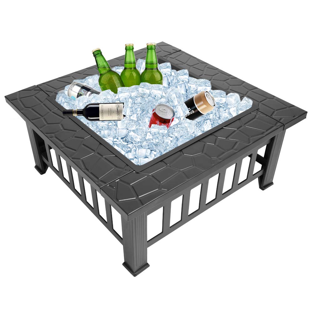 32” Metal Square Wood Burning Fire Pit W32396