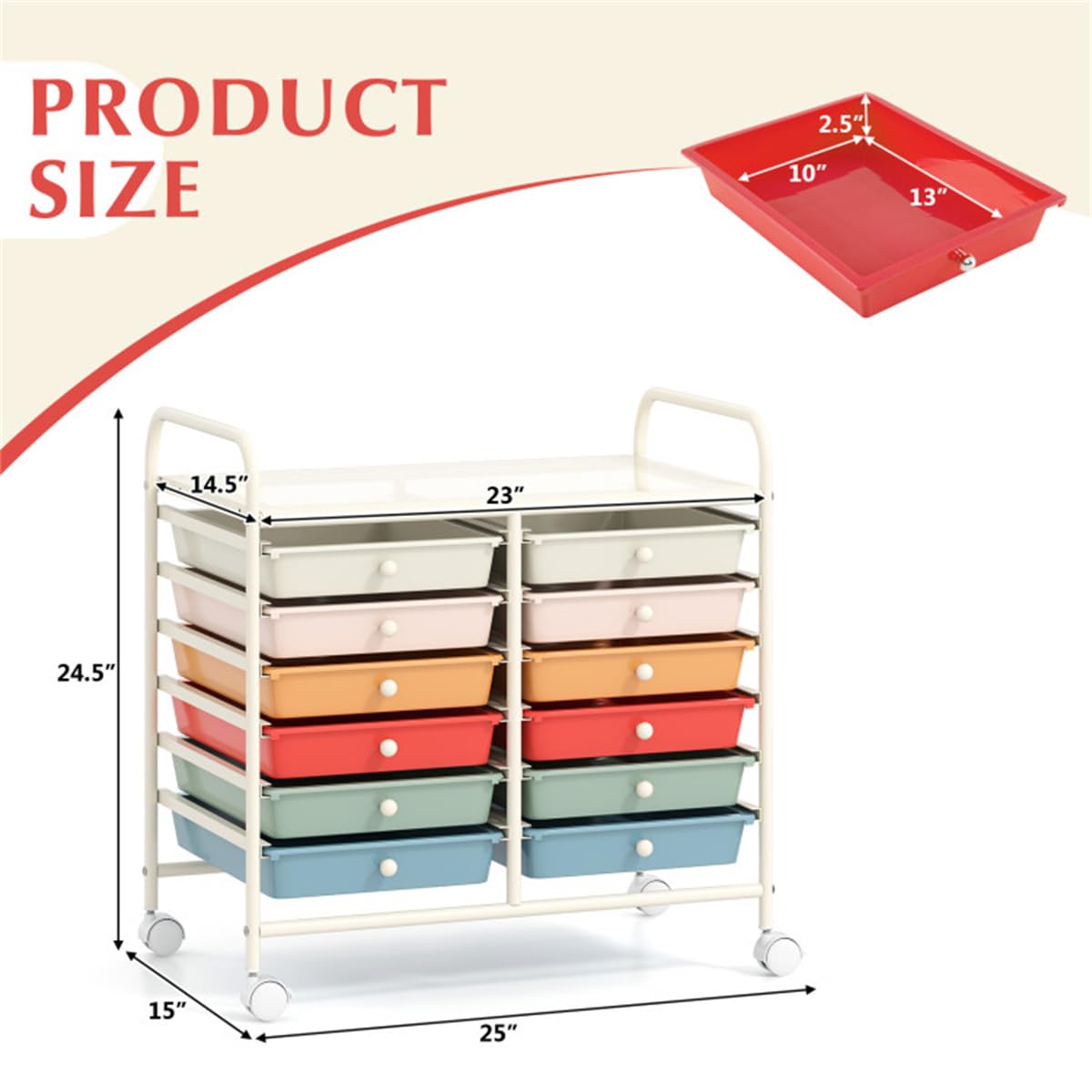 12 Drawer Rolling Storage Cart with Wheels X357438