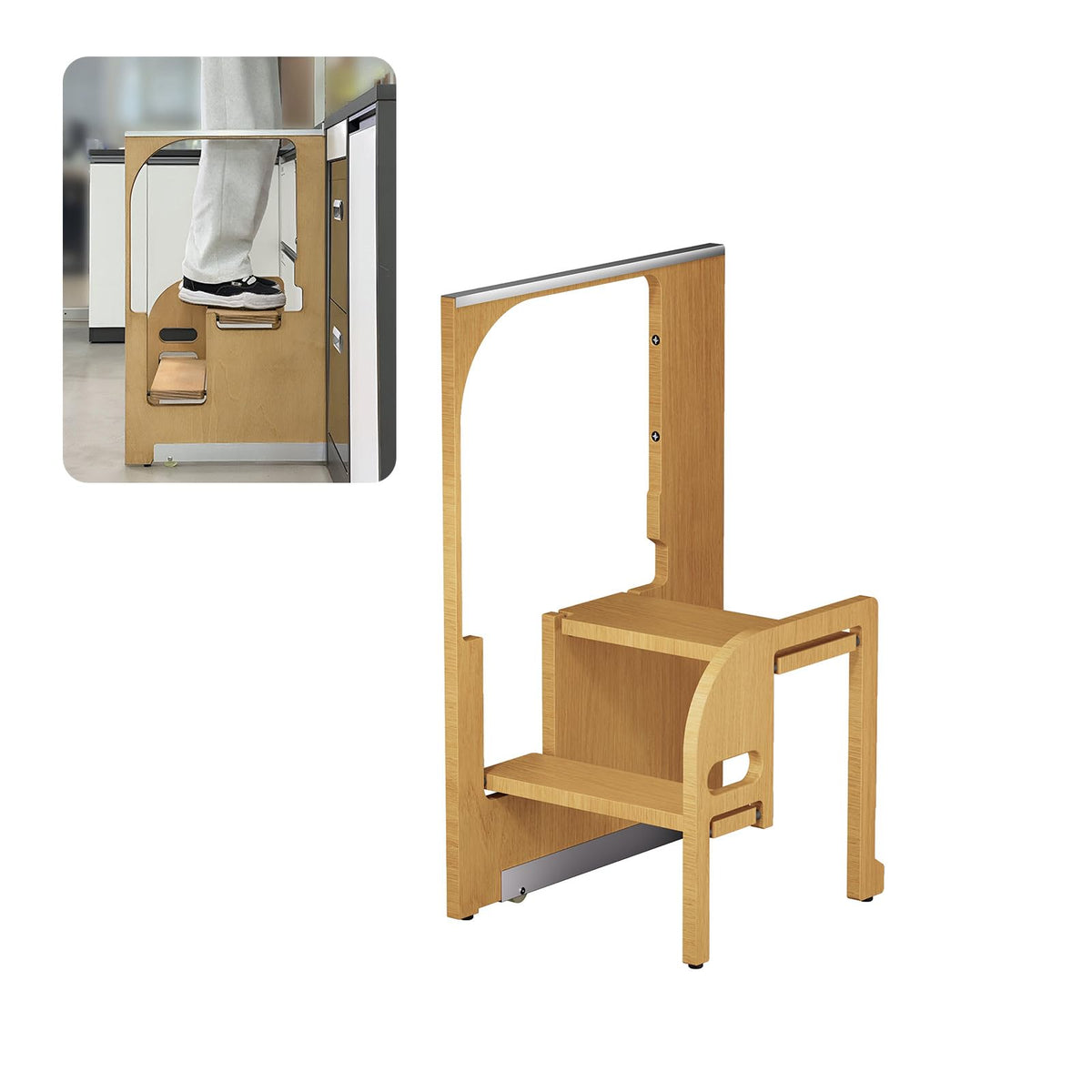 2 Step Foldable Wooden Ladder C284219
