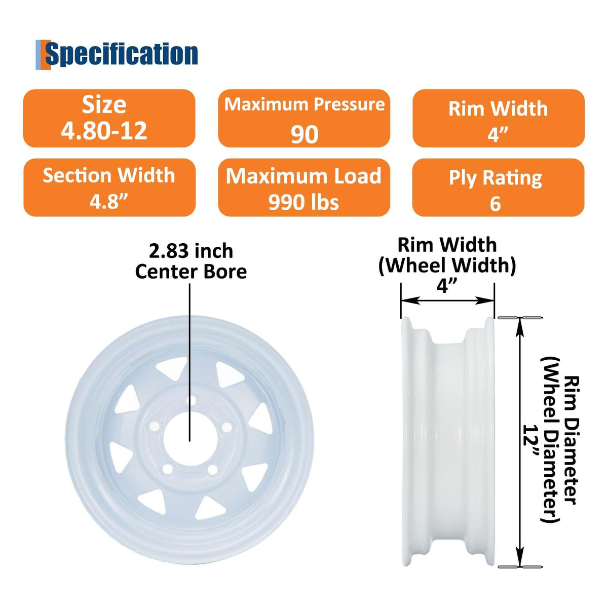 12 Trailer Tire and Wheel Assembly 5 Lug Set of 2 H709
