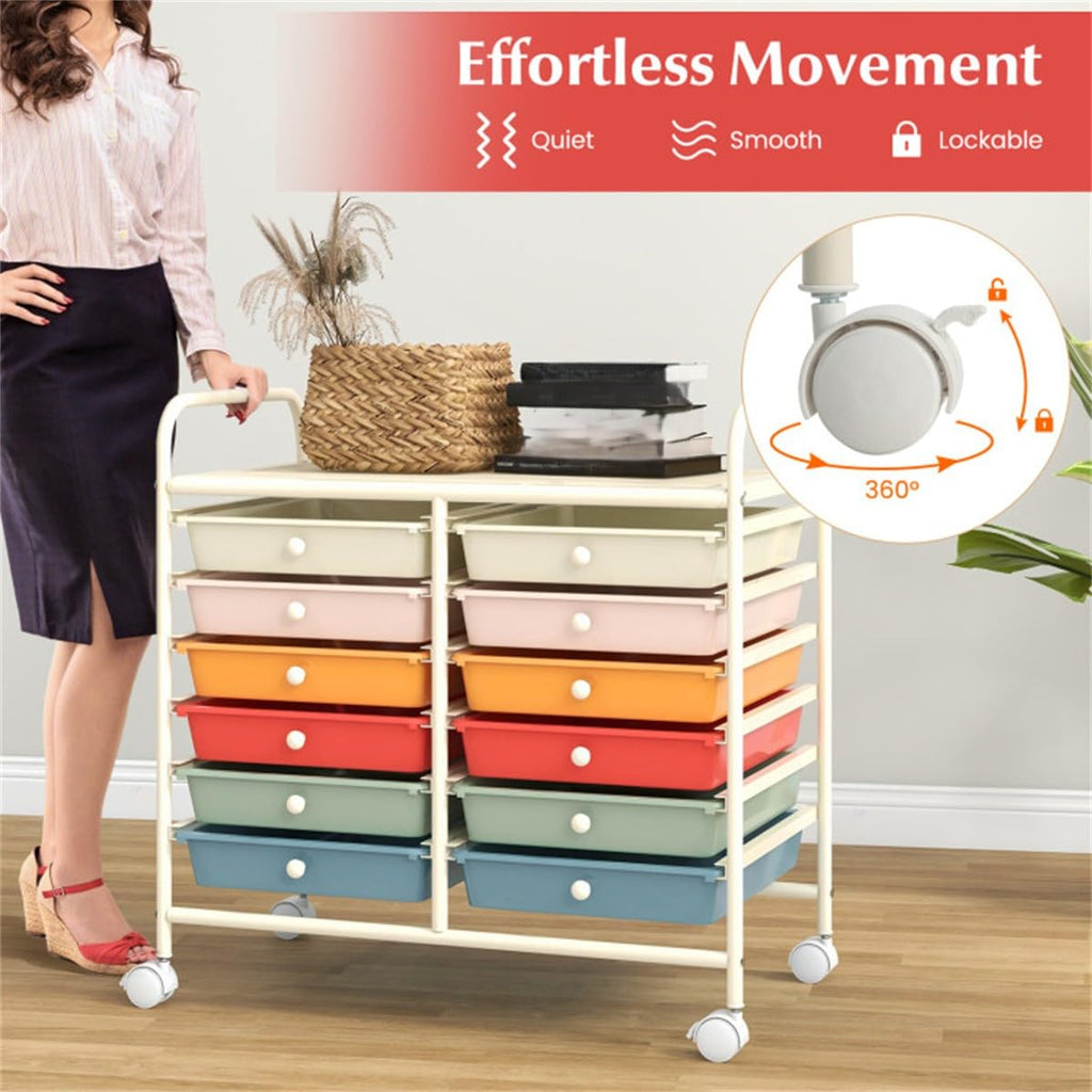 12 Drawer Rolling Storage Cart with Wheels X357438