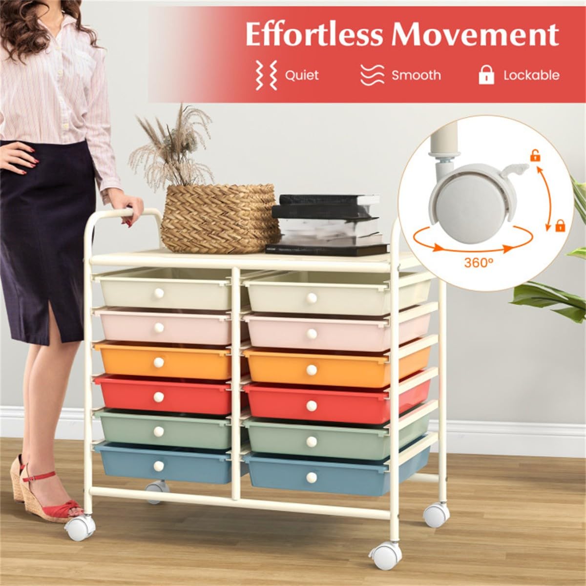 12 Drawer Rolling Storage Cart with Wheels X357438