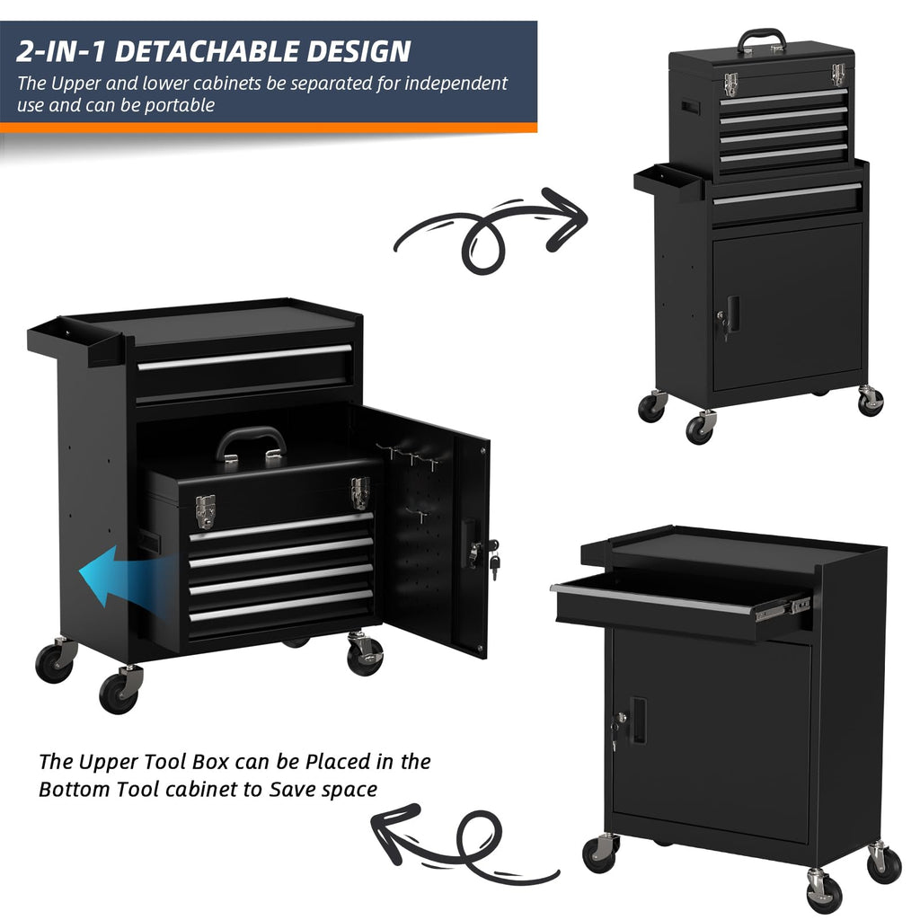 5 Drawer Rolling Tool Chest with Wheels and Lock Q226277