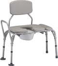 Padded Transfer Bench with Commode, Adjustable Aluminum F1421