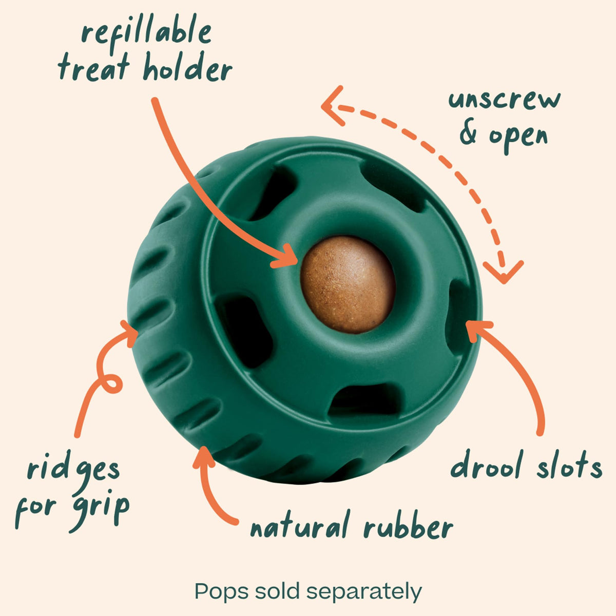 Interactive Dog Ball Toy 25-75 lbs Green R5582