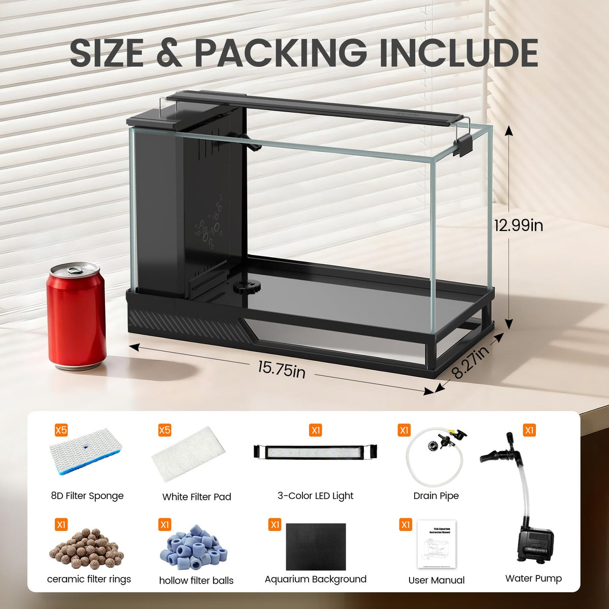 4 Gallon Aquarium Kit with Bottom Drainage B11613